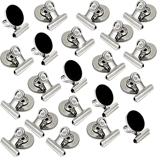VNDUEEY 20 Pack Fridge Magnets Refrigerator Magnets Strong Magnetic Clips, Magnet Clips Heavy Duty, Whiteboard Magnet Magnetic Paper Clips for Home, School, Office, Teaching, Locker (Silver)