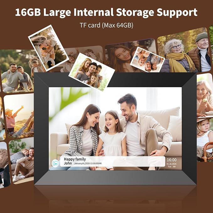 Digital Picture Frame,10.1 Inch 1280x800 IPS Touch Screen 16GB,Digital Photo Frame with Auto-Rotate，Supports SD Cards, Tuya app,Gifts for Your Loves
