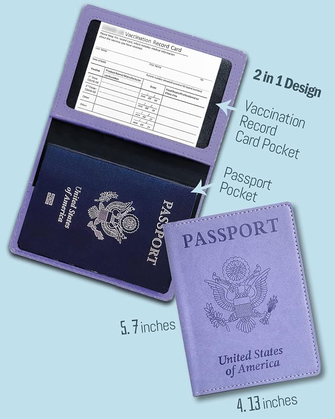 Sizobi Passport Holder for Travel Women, RFID Blocking Passport Covers Case | Passport Wallet Card Slot, International Travel Must Haves Travel Accessories for Men, Cruise Ship Essentials Gifts, Purple