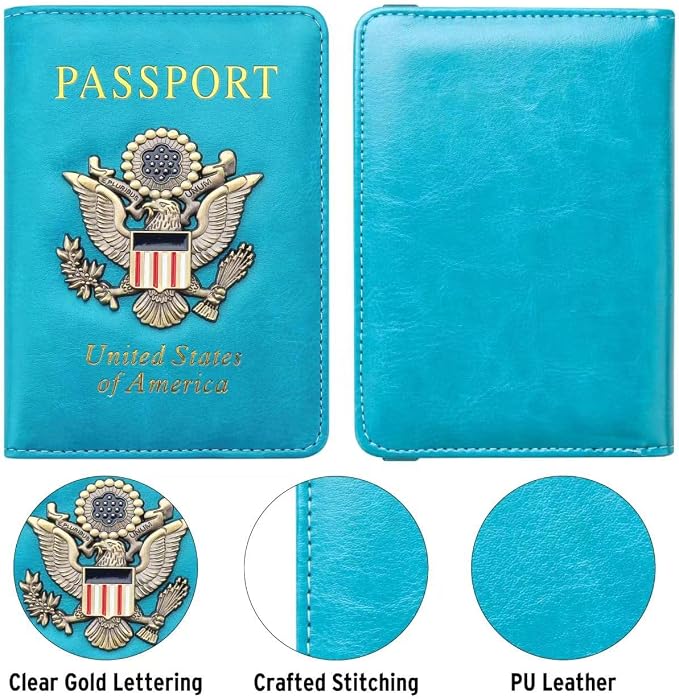 Premium Passport Holder for Travel RFID Blocking Passport Cover Slim | Passport Cover for Women Men Leather US Passport Wallet Case for Travel Passport Book Cover Travel Document Organizer Carrier