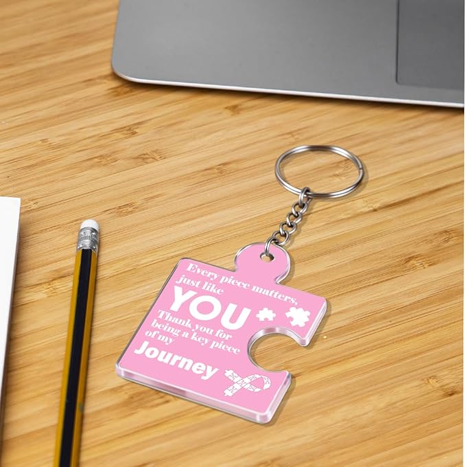 Team Appreciation Gifts Bulk Thank You Keychains for Coworkers | Gift Set for Employee, Staff, Teachers, Teamwork Puzzle Piece Keyring, Acrylic