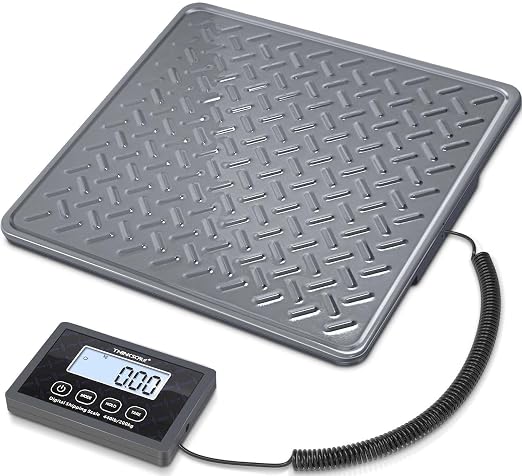 THINKSCALE Shipping Scale, 440 lb x 1 oz Heavy Duty Digital Postal Scale | Alloy Steel Platform with Hold, Tare & Backlit LCD, Package & Luggage Scale, Battery & AC Adapter Included