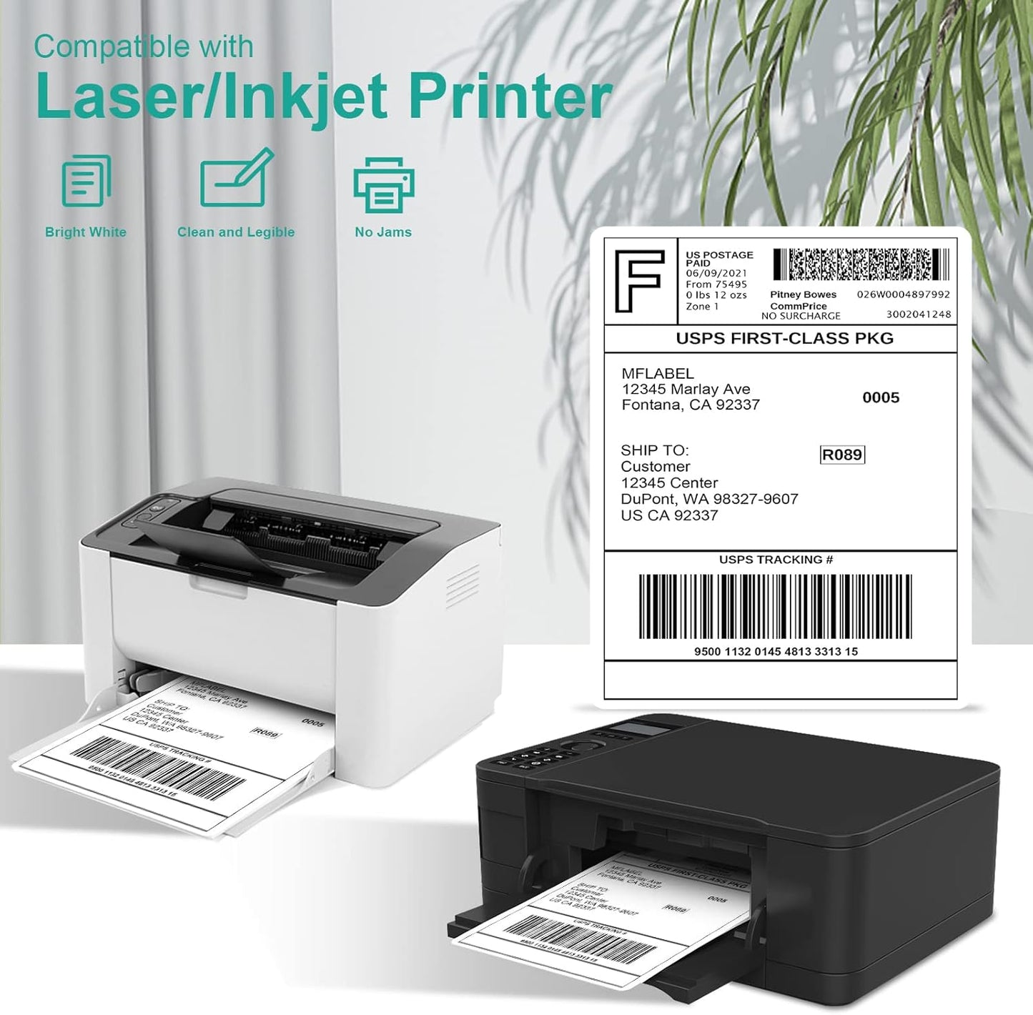 MFLABEL Full Sheet Sticker Labels, Address Labels, White Matte Label Paper, 8-1/2" x 11" Shipping Labels for Laser & Inkjet Printer (50 Labels, 50 Sheets)