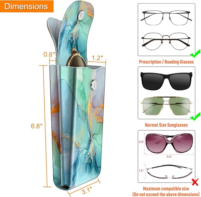 FINTIE Double Glasses Case with Carabiner Hook, Portable Vegan Leather Eyeglass Case Anti-scratch Sunglasses Pouch