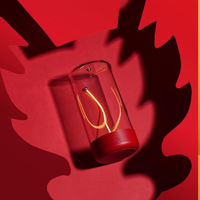 Mini Minimalist Cordless Table Lamp, Rechargeable Ambient Light, Red
