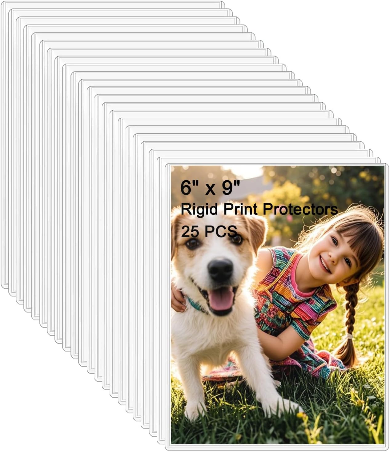 25PCS 6" x 9" Clear Rigid Card Sleeves – Waterproof Hard Plastic Protectors for Postcards, Prints, Photos, Trading & Sports Cards – Top Load Jumbo Sheet Holders