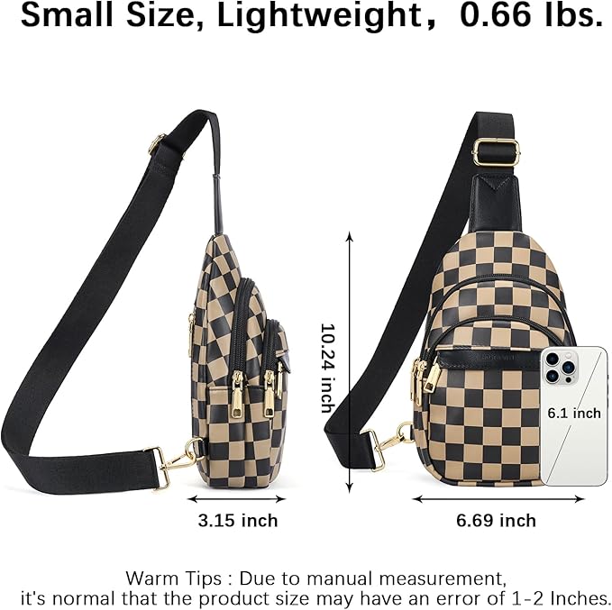BOSTANTEN Sling Bag for Women Leather Crossbody Bags Fanny Pack Chest Bag for Travel | Adjustable Wide Strap, Small, Anti Theft, Lightweight, Multi Pockets and Carrying Way, Card Slot, Cute Trendy for Everyday