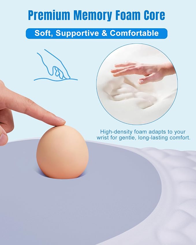 Ergonomic Mouse Pad with Sloped Memory Foam Wrist Rest | 3D Textured Wrist Cushion, Smooth Lycra Surface, Non-Slip PU Base, Comfortable Support for Office/Home Computer Desks