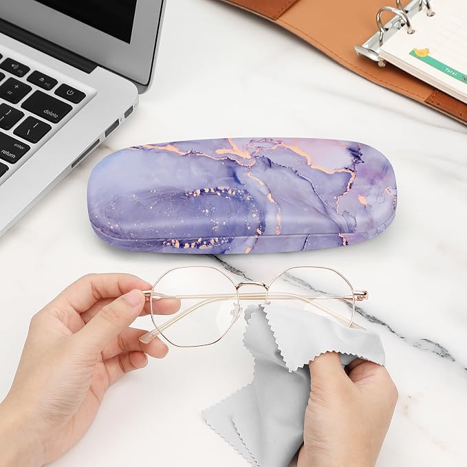 FINTIE Hard Shell Eyeglasses Case, Portable Protective Glasses Cover Eyeglass Holder Box with Cleaning Cloth for Men Women