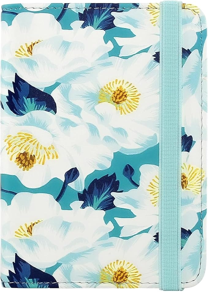 RFID Blocking Passport Holder for Travel – PU Leather Waterproof Lightweight Passport Cover Wallet for Women Men, Travel Organizer with Card Slots for Airline Tickets & Passport Book, Flower A