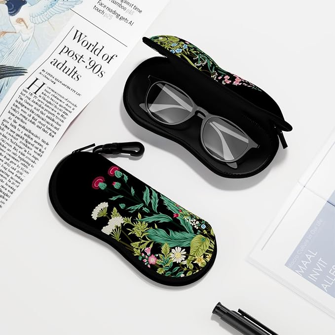 Sunglasses Soft Case, Ultra Light Portable Neoprene Zipper Glasses Case for Men Women