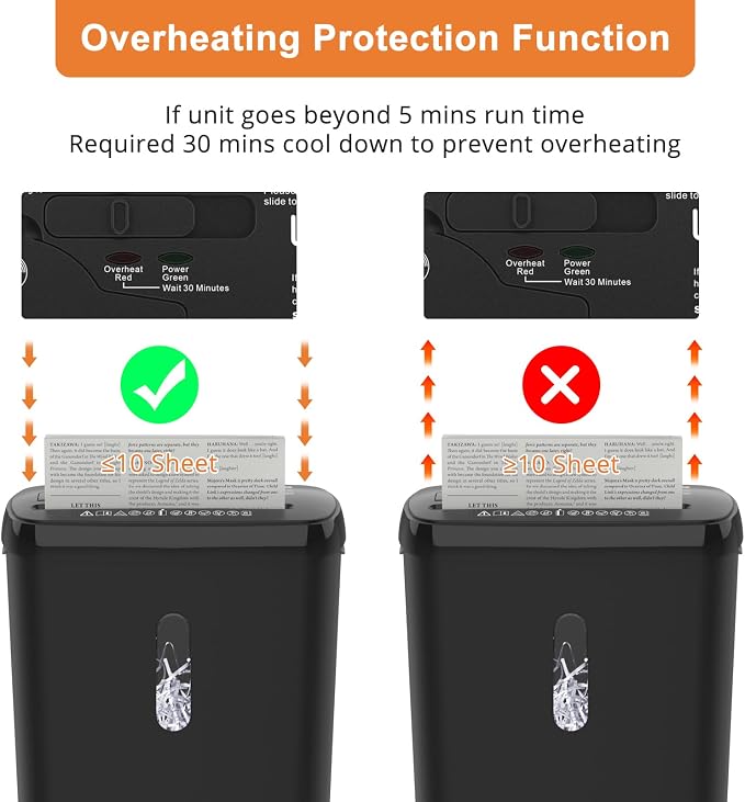 Home Office Paper Shredder,Woolsche 10-Sheet Strip Cut with 3.17-Gallon Basket,P-2 Security Level,CD & Credit Card Shredder,Durable & Fast - Jam Proof System - ETL Certified
