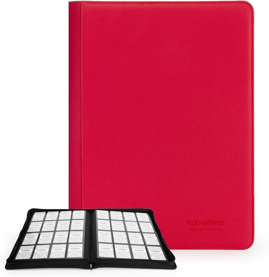 Card Binder – 1024 Capacity, Zippered Trading Card Holder for MTG, Sports & Collectible Cards – Acid-Free, Durable & Travel-Friendly Storage (Red dots, 16 Pocket)