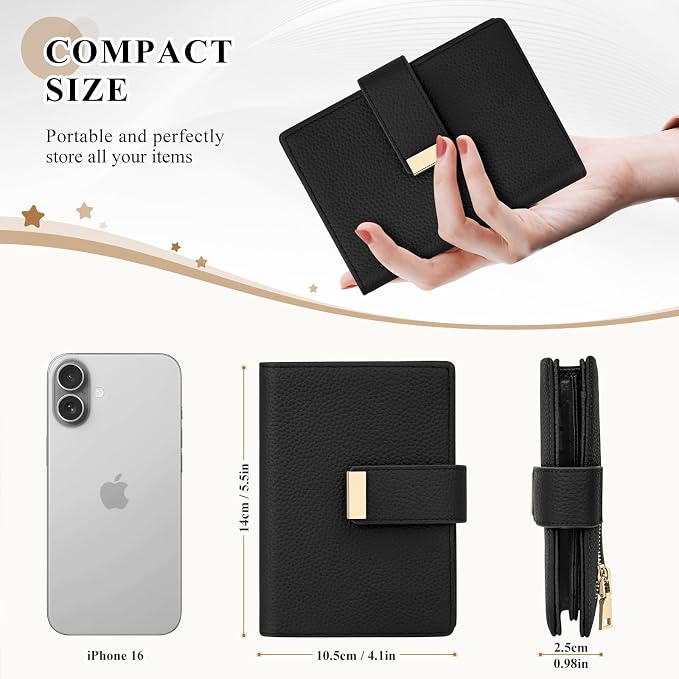 BKNOOU RFID Blocking Passport Holder with Airtag Slot- Leather Travel Passport Wallet for Women & Men, Slim Bifold Travel Passport Holder Holds Cards & Tickets & Cash (Black)