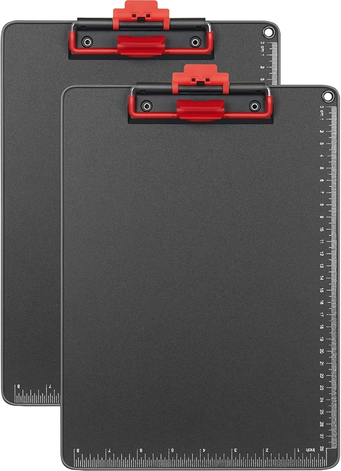 Clipboard with Pen Holder, Aluminum Frame & 2-in-1 Upgraded Clip, A4 Size 12.5 x 9 Inch, Heavy Duty Portable Writing Board with Anti-Slip Backing, for Office School Classroom Doctor Coach(2 Pack)