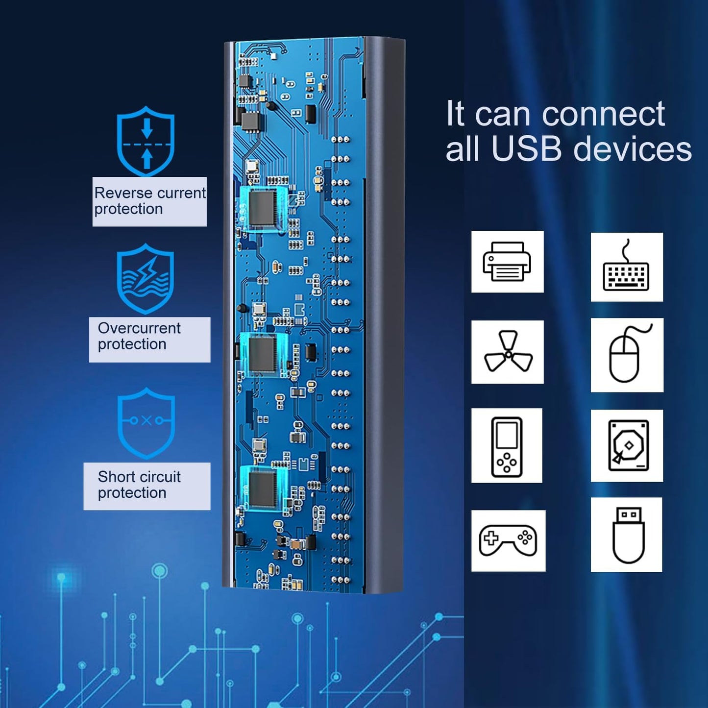 MaxLax Aluminum 7 Ports USB 3.0 hub with Charging Function, 36W (12V/3A) Power Adapter,Individual Power swiches