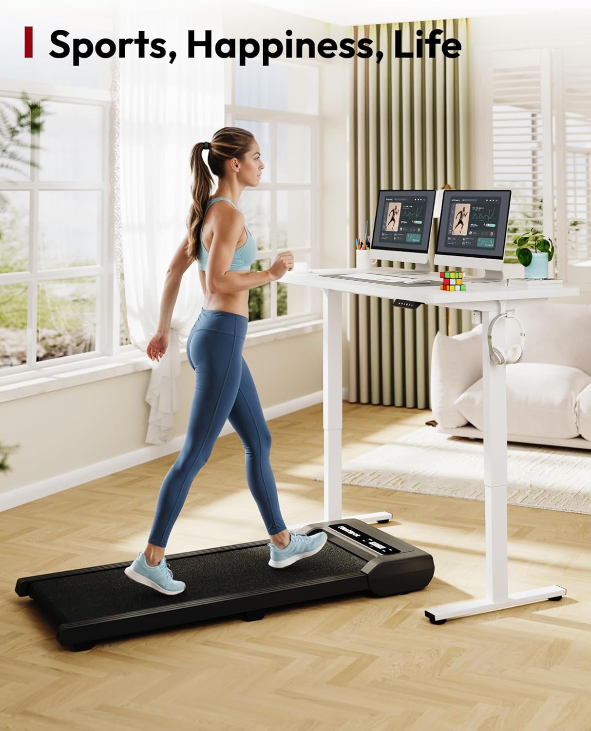 SANODESK Electric Standing Desk 60 x 24 Inches Whole-Piece Desktop Height Adjustable Stand Up Desk w/6-Button Controller Ergonomic Computer Desk for Home Office, White Frame + White Tabletop