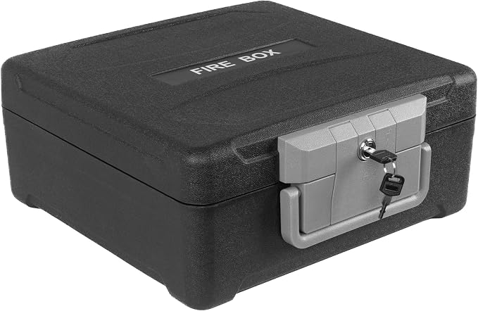 Fireproof and Waterproof Document Safe Box for Home, Portable Fire Safe with Key Lock, Ergonomic Handle and Sensor Light, 1 Hour Fire Protection at 1700°F, 72 Hours Waterproof 14.4 x 11.2