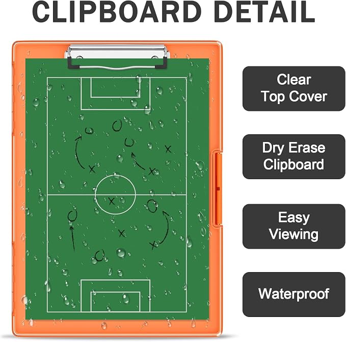 Rimilak Clipboard with Storage,8.5x11 2 Compartment Clip Board, Orange | Smooth Writing, Side-Opening Plastic Folder with Pen Holder, Size 13.3 x 9.4 x 1.5″,for Classroom, Teacher, Student