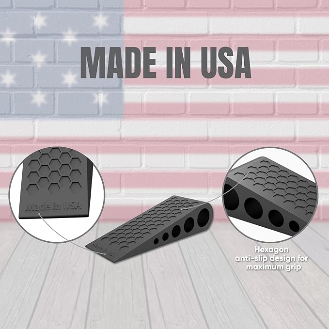 Door Stoppers for Bottom of Door Premium Floor Rubber Door Stop Wedge Made in USA Heavy Duty Honeycomb Design for Carpet, Tile, Ideal for Home, School, Commercial, Black 6 Pack