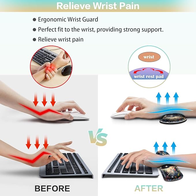 4-in-1 Mouse Pad Anime, Mouse Pad with Wrist Rest, | XXL Large Desk Mat Kawaii Mousepad with Gel Wrist Support Keyboard Wrists Rest Coaster, Ergonomic Gaming Cat Desk Pad