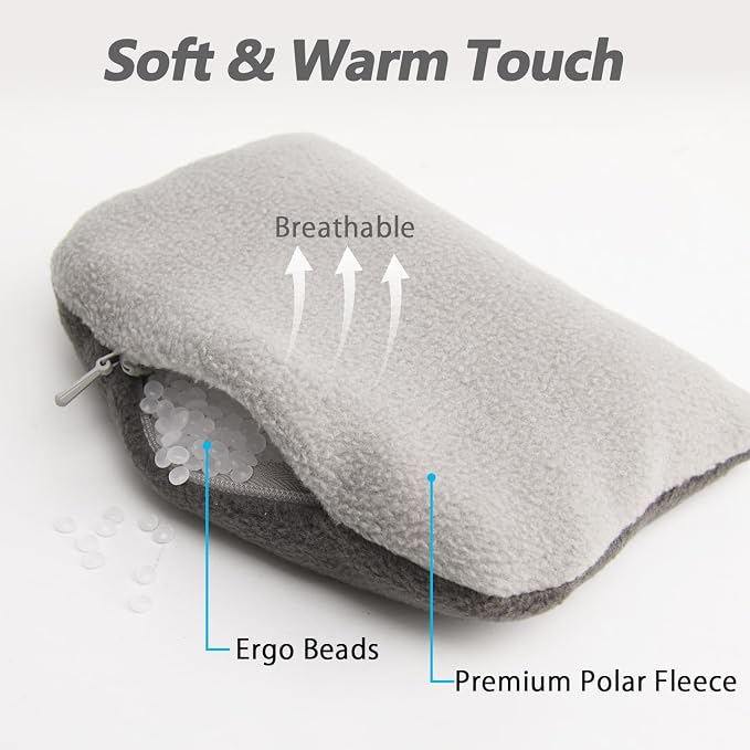 Large Mouse Wrist Rest Bean Bag, Ergonomic Mouse Support Pad Filled Ergo Beads for Computer, Laptop, PC Gaming (Gray)