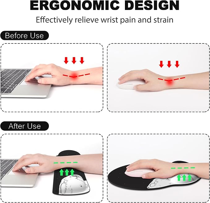 Ergonomic Mouse Pad with Wrist Rest and Keyboard Wrist Rest, Mousepad | Memory Foam Wrist Rest for Computer Keyboard, Pain Relief, Non-Slip Base, Mouse Pad with Wrist Support for Gaming, Astronaut