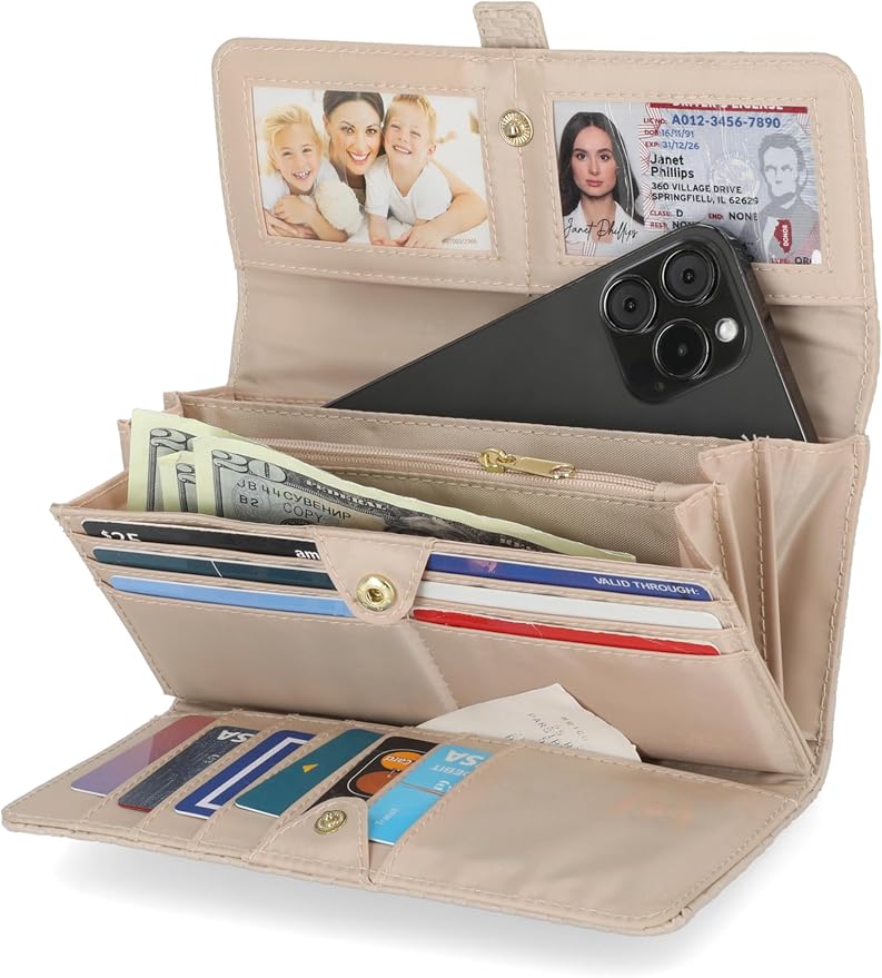 Mundi File Master Womens RFID Blocking Wallet Clutch Organizer With Change Pocket