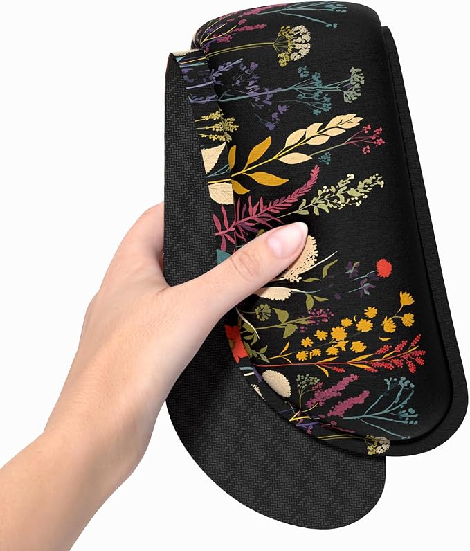 Dapesuom Enlarge Keyboard Wrist Rest, Memory Foam Wrist Cushion for Desk Mats Support, Typing Pain Relief Keyboard Mouse Pad Rests Set with Non-Slip Base for Gaming Laptop Computer, Floral Cartoon