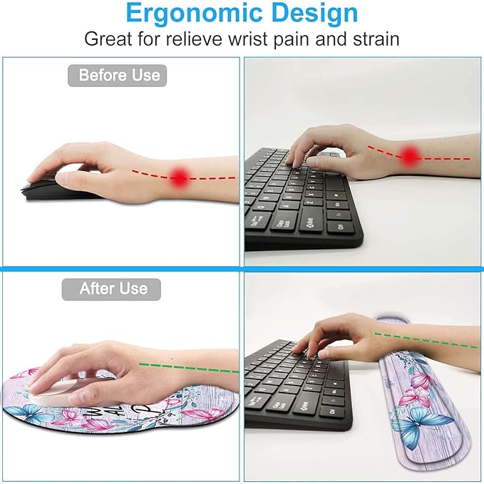 Keyboard Wrist Rest and Mouse Wrist Rest Pad with Cup Coaster,Made of Memory Foam,Ergonomic Support,Easy-Typing and Pain Relief,for Gaming Office Home Computer,with God All Things are Possible Floral