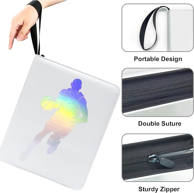 900 Pockets Basketball Card Binder, Trading Card Collector Album with Removable Sleeves, Waterproof Storage Book, Compatible with Sports Cards 2024 2025 2026(laser silver hot stamping)