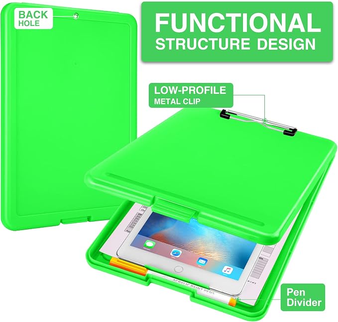 Sooez Clipboard with Storage, Plastic Nursing Clip Board, 8.5" x 11", Work | Sturdy Clipboards Foldable, Cute Hanging Clip Board Case, Teacher, Classroom Must Haves, Office School Supplies, Women & Men
