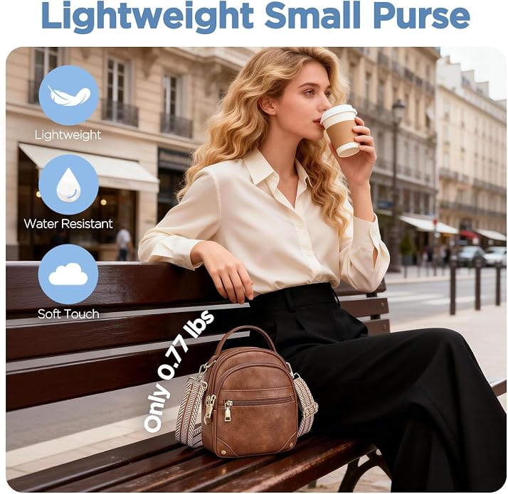 Anti Theft Crossbody Bag for Women RFID Small Purse Travel | Secure Crossbody Phone Purse with Handle, 5 RFID Slots, 7-Pocket Fits 7.9" Tablet, Adjustable Strap, Hands-Free Everyday