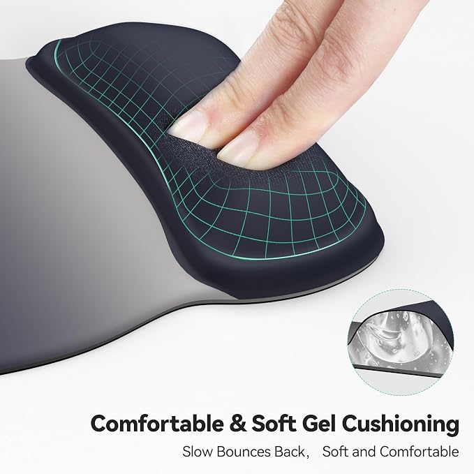TECKNET Gel Ergonomic Mouse Pad with Wrist Rest, Non-Slip PU Base, Gradient | Comfortable Gel Cushion, Pain Relief, Smooth and Waterproof Surface, Mouse Pad with Wrist Rest for Office, Gaming and Study