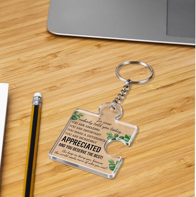 Team Appreciation Gifts Bulk Thank You Keychains for Coworkers | Gift Set for Employee, Staff, Teachers, Teamwork Puzzle Piece Keyring, Acrylic