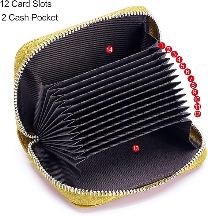 RFID Credit Card Holder Genuine Leather Credit Card Wallet with Zipper | RFID