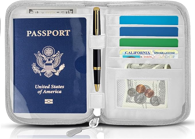 Passport Holder for Travel, RFID Blocking Wallet for Couples Men and Family | Multi-compartment organizer holds passports, cards, tickets, IDs and cash for women, couples and international family travel