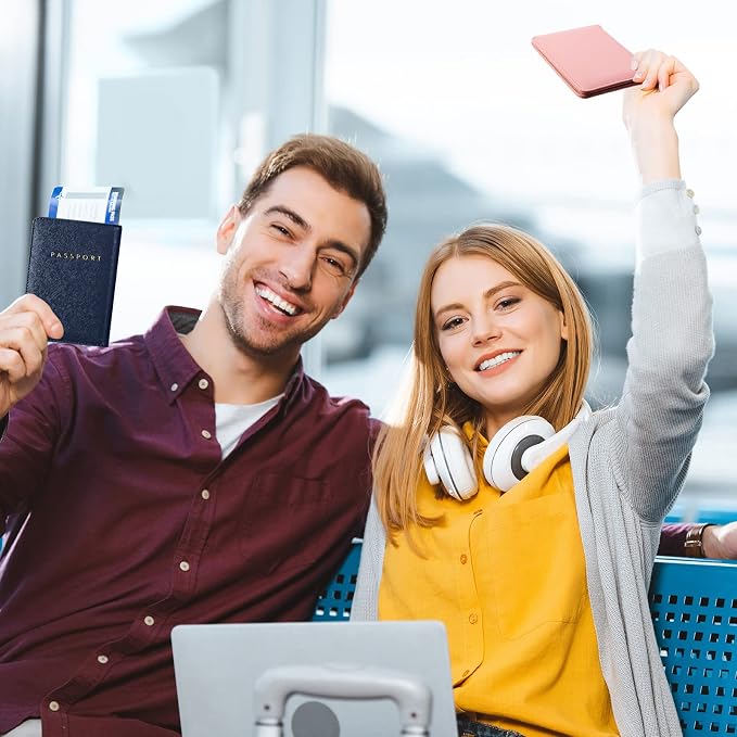 2 Pcs Passport Cover Holder for Travel Waterproof Leather Passport Wallet Case Book Travel Cruise Essentials for Women Men | 2 Pieces