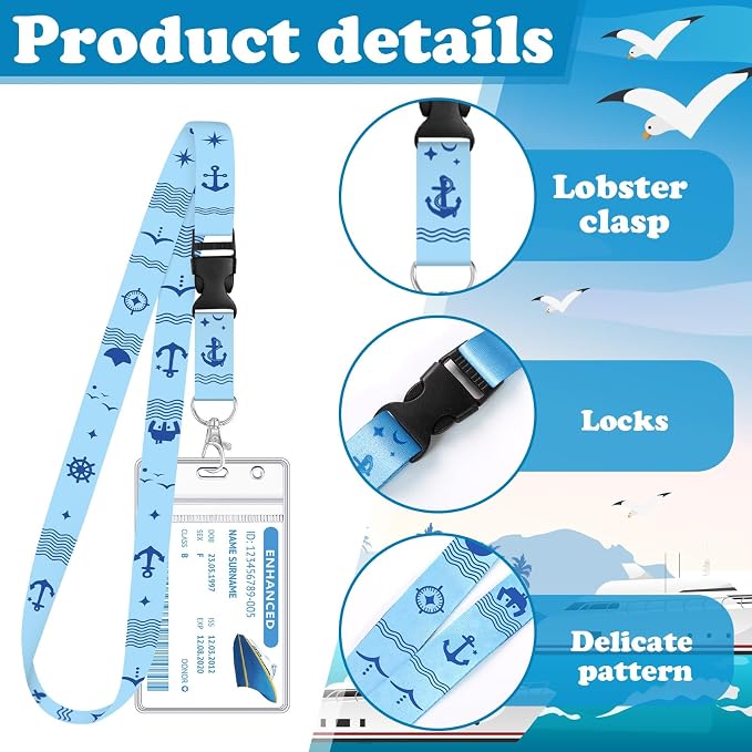 HONSIO 6 Pack Cruise Lanyard for Ship Cards, Cruise Essentials 2026 | Detachable Lanyards with Waterproof ID Badge Holders, Cruise Must Have for Carnival, Royal Caribbean, NCL