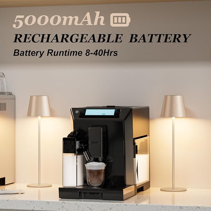 Kakanuo Champagne Gold Cordless Table Lamp Rechargeable - 2 Pack Battery Operated Lamp for Counter, 3 Color Stepless Dimming Wireless Lamp for Dining Kitchen, Outdoor Patio, Touch Control