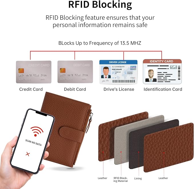 Passport wallet and Card Slot Combo RFID Blocking Leather Travel Passport Wallet for Men and Women with Zippered Coins Pocket Passport holder, CaramelBrown
