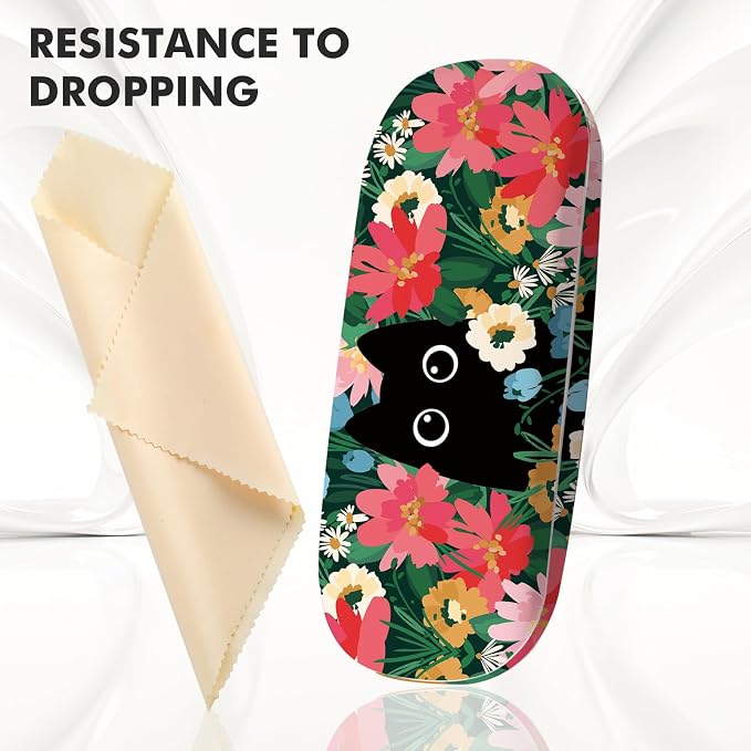 Glasses Case Hard Shell,Portable Protective Eyeglasses Case, Eyeglass Holder Box with Cleaning Cloth, for men women