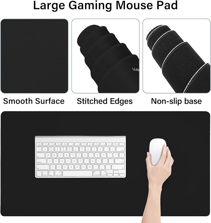 MOSISO Keyboard Mouse Pad Set, Gaming Mouse Pad&Keyboard Wrist Rest | Ergonomic Wristrests with Memory Foam Home Office Easy Typing Cushion Non-Slip Mousepad, Black