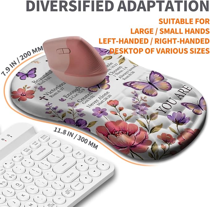 Ergonomic Joint Wrist Support Mouse Pad with Memory Foam Cushion Massage Bump, Carpal Tunnel Pain Relief Mousepad Slope Design for Wrist Rest, 11.8x7.9 in, You are
