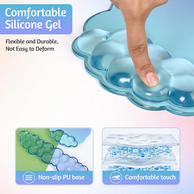 Keyboard Wrist Rest with Cloud Gel Mouse Pad - Ergonomic Cloud Mouse Pad Soft and Cool, Cute Desk Accessories for Office/Home/Desktop/Latop