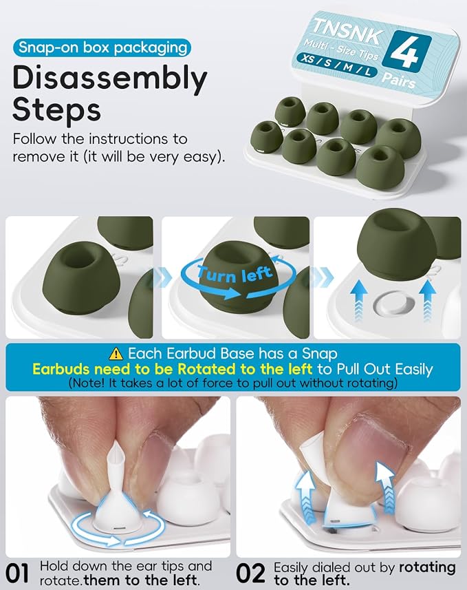 4 Pairs Replacement Ear Tips for AirPods Pro 1st /2nd(G-Green) | with Noise Reduction Hole,Built-in dust Guard Screen Silicone Ear Tips with Cleaning Pen