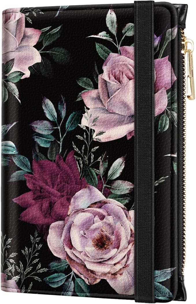Passport Holder for Travel, RFID Blocking Passport Cover for Women Zipper | Travel Wallets, Passport Book Holder, Credit Card Holder, ID Window,SIM Card Slots, Coin & Tickets Pocket, Roses
