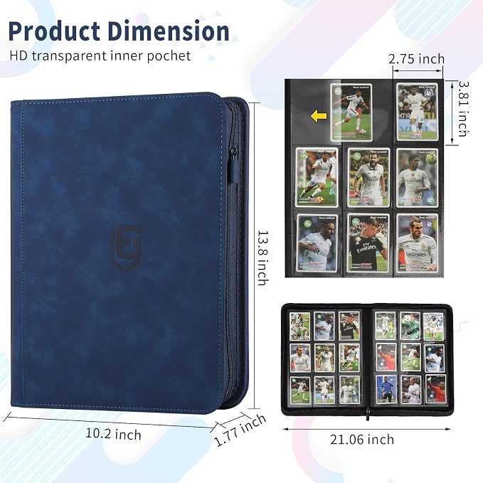 9 Pocket Card Binder,540 Pocket Trading Card Binders,Loading Pocket Collectible Card Album for MTG, TCG, Sport Card, Game Cards Navy Blue