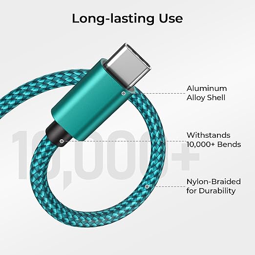 Basesailor USB Type C Charger Cable 3.3FT 2Pack,Car Charging Cord for New iPhone 17 16 Pro Max Plus 2024,Samsung Galaxy S24 S23 S22 S21 S20 S10 FE Plus Ultra,A55 A54 A53 A52 A51,Google Pixel 8 9 XL