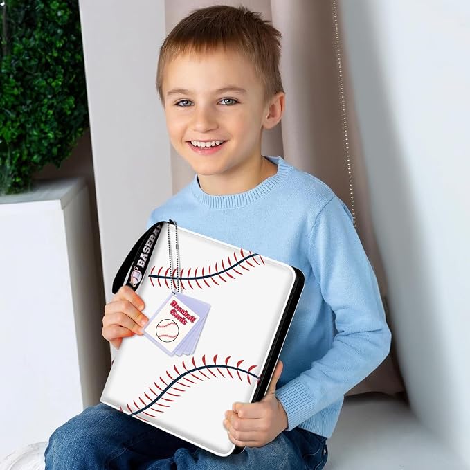 Mlikero Baseball Card Binder 440 Pocket, Trading Card Binder with Card Display Design, Premium Basketball Card Holder with Sports Pattern Wristband Fit for Baseball Cards 2026